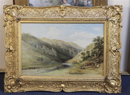 Thomas Creswick (1811-1869) Anglers in a landscape and an artist overlooking a valley 11 x 17.25in.